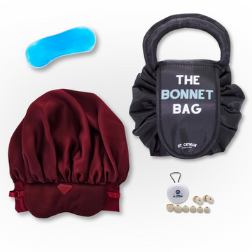 Travel Hair Care Bundle – Satin Bonnet, Bonnet Bag, and Earplugs