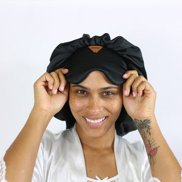 Lady smiling after taking a good sleep with iBonnet
