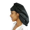 Right side of the lady wearing Head cover with eye mask
