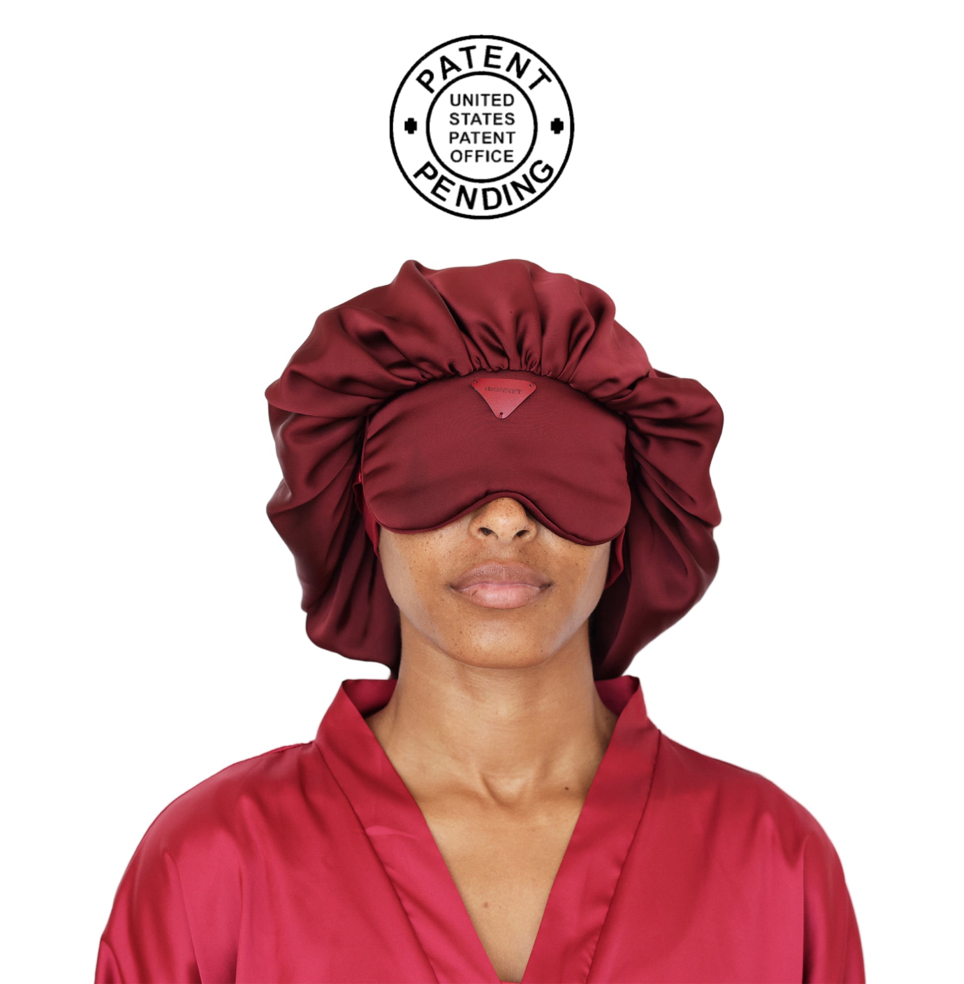 iBonnet® (REM Red) 2-in-1 Adjustable Satin Hair Bonnet and Eye Mask with Gel Insert