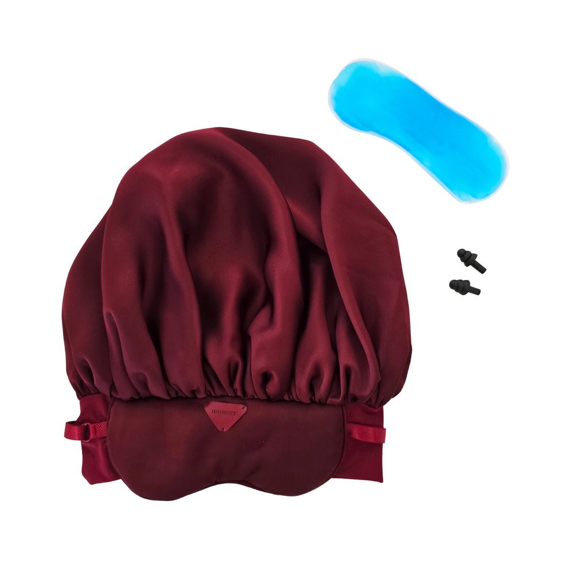 iBonnet® (REM Red) 2-in-1 Adjustable Satin Hair Bonnet and Eye Mask with Gel Insert